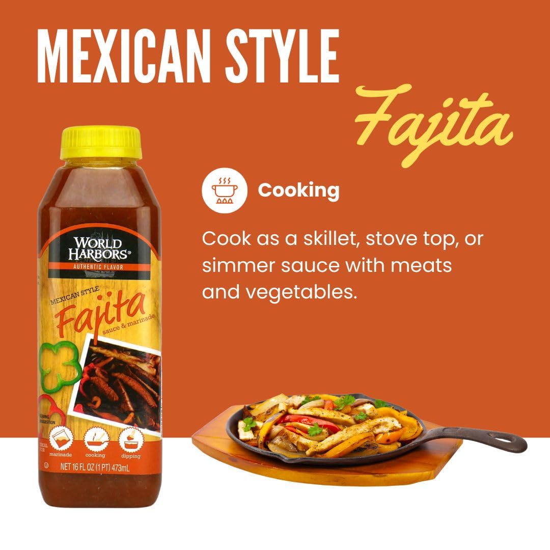 World Harbors Mexican Style Fajita Marinade, 16-fl. oz. plastic bottles (Pack of 6)7