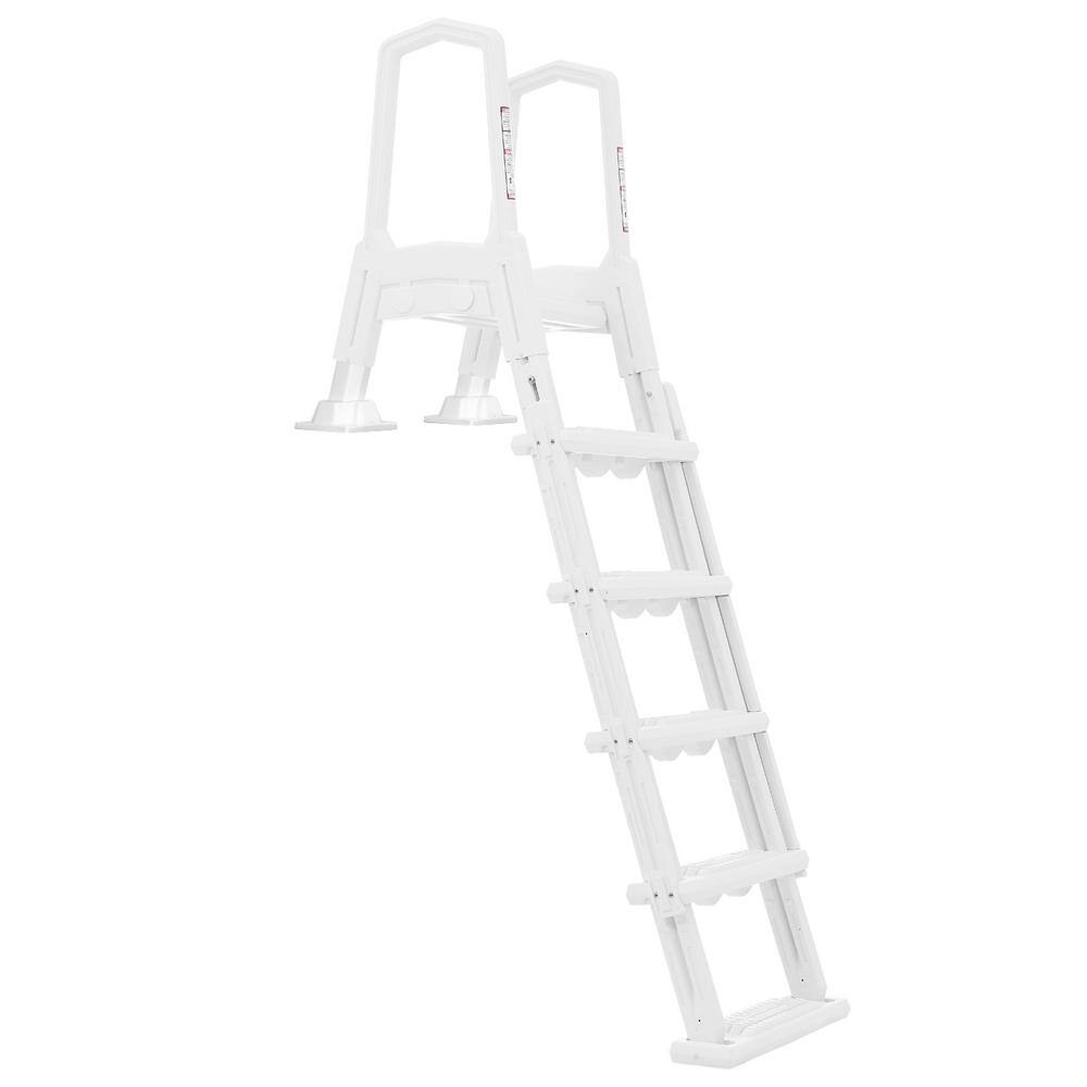 XtremepowerUS 75129 Deluxe Incline Propylene White Large Adjustable 5 Step Swimming Pool Ladder for Above Ground Pool XtremepowerUS 75129 Deluxe Incline Propylene White Large Adjustable 5 Step Swimming Pool Ladder for Above Ground Pool