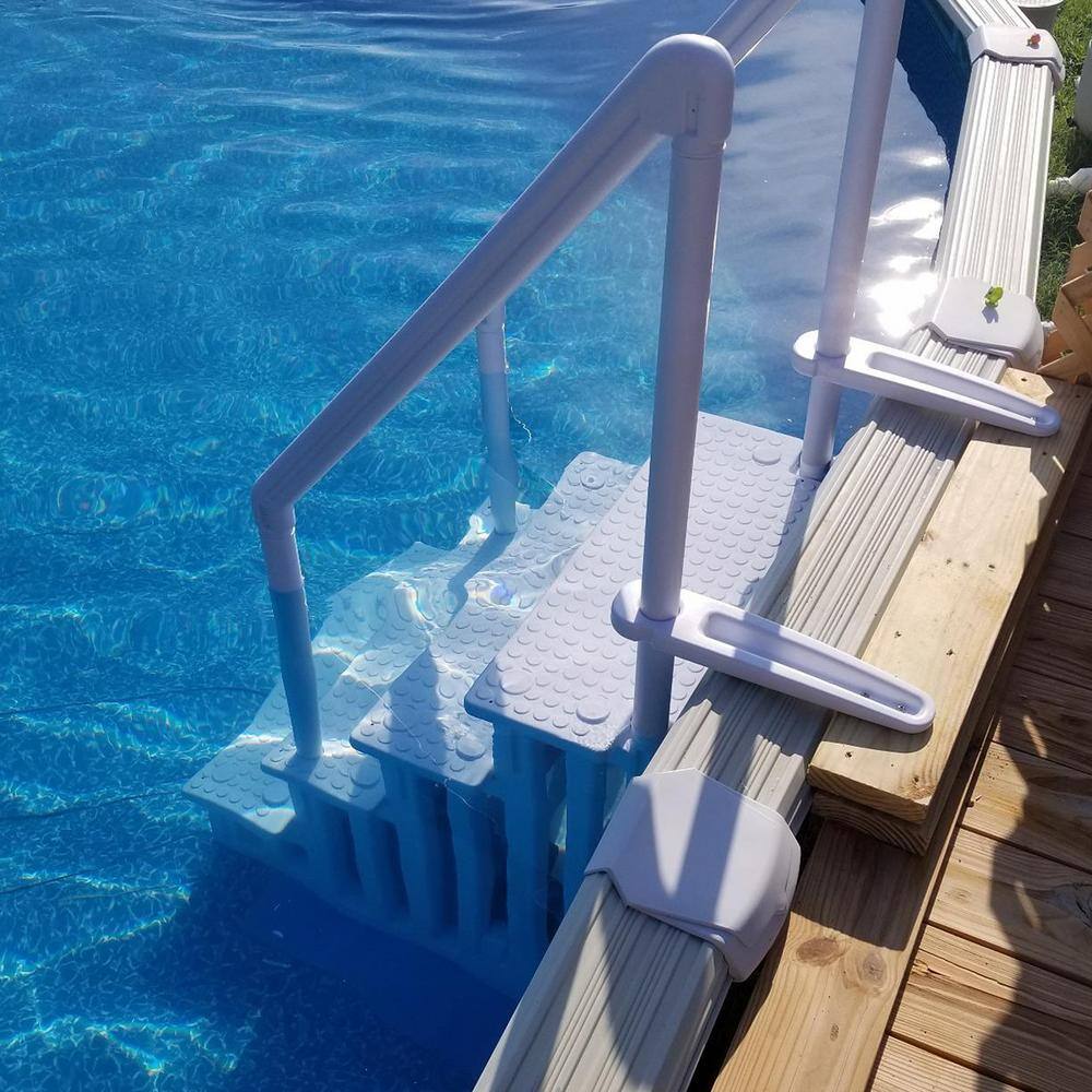 XtremepowerUS 75137-H2 32 in. Plastic Safety Pool Ladder 4-Step Deck Stairs for Above Ground Pools1