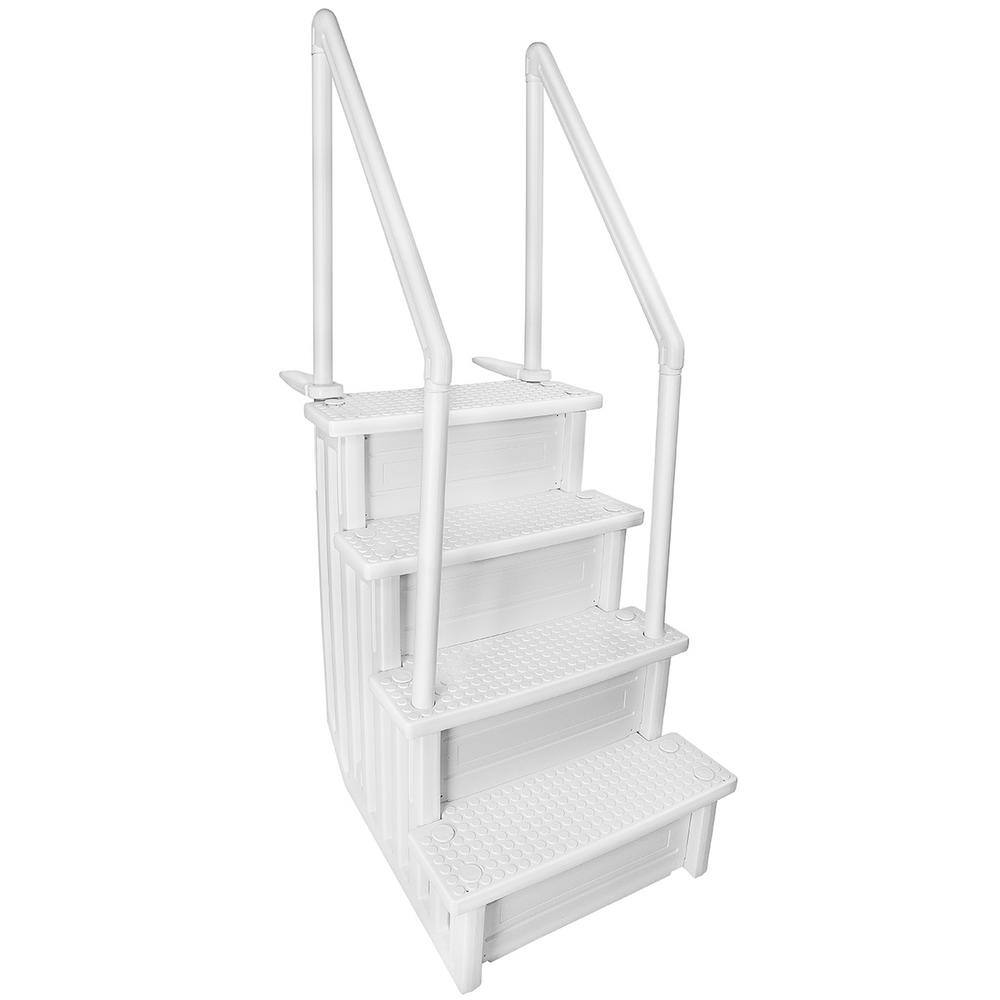 XtremepowerUS 75137-H2 32 in. Plastic Safety Pool Ladder 4-Step Deck Stairs for Above Ground Pools4