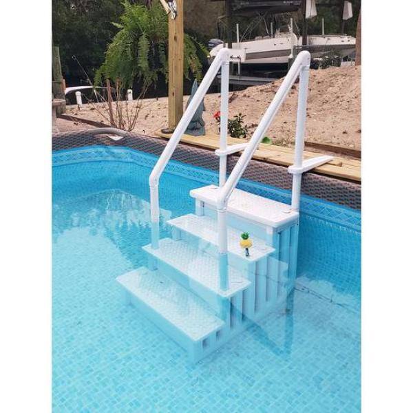 XtremepowerUS 75137-H2 32 in. Plastic Safety Pool Ladder 4-Step Deck Stairs for Above Ground Pools7