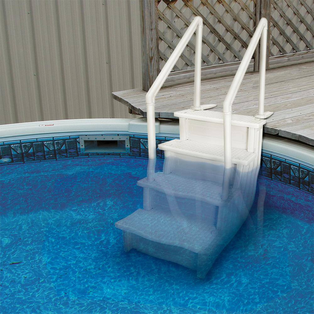 XtremepowerUS 75137-H2 32 in. Plastic Safety Pool Ladder 4-Step Deck Stairs for Above Ground Pools76