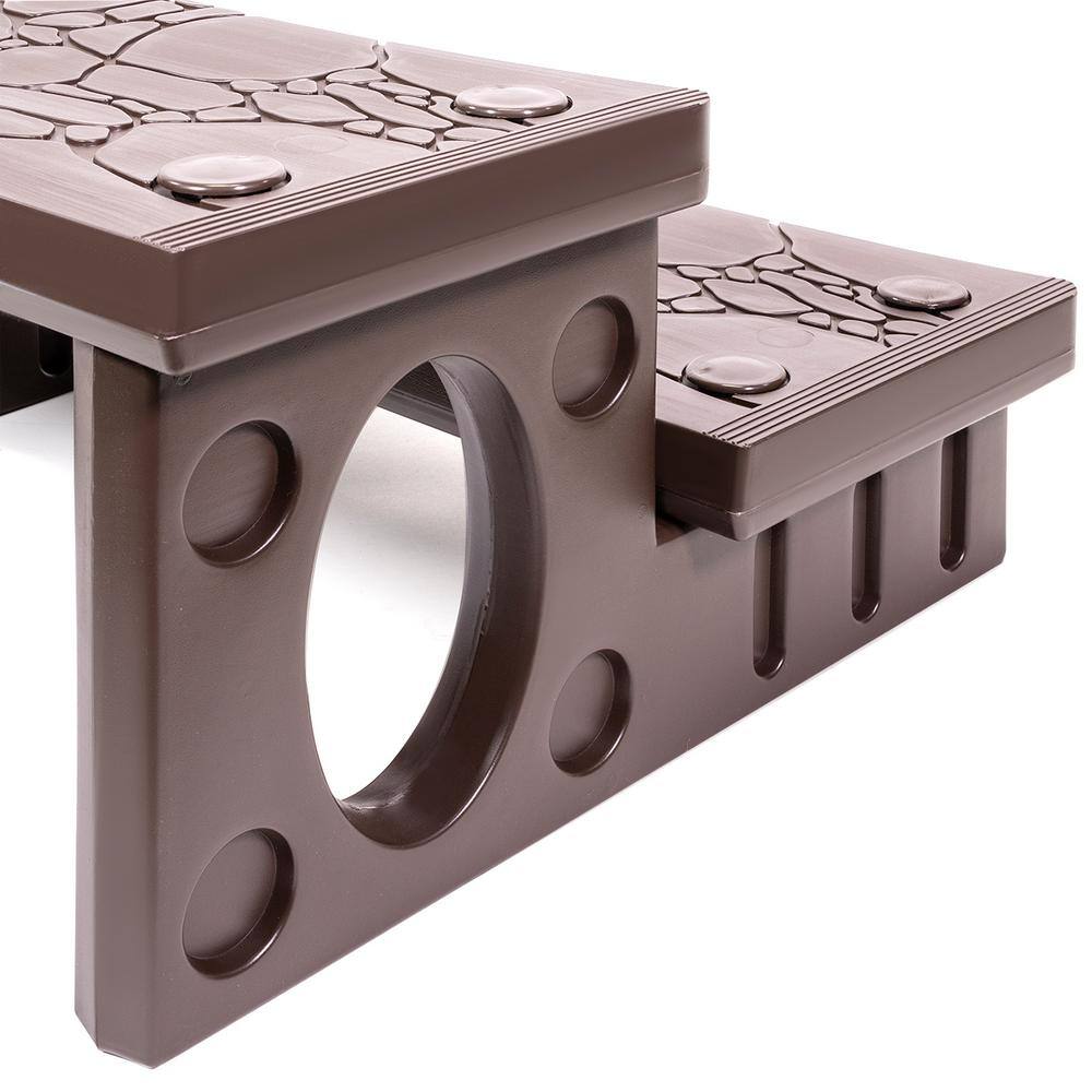 XtremepowerUS 75162-H2 2-Step Spa Hot Tub and Pool Step Deck in Mocha4