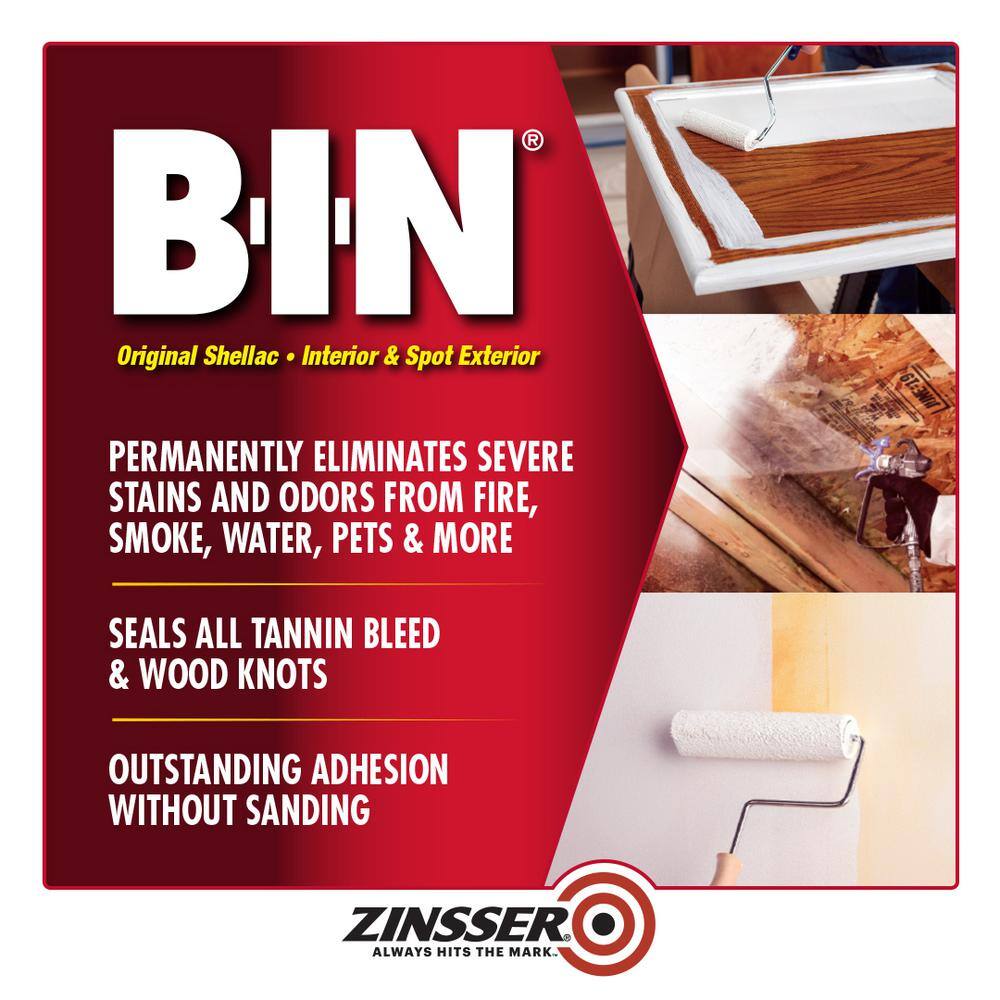Zinsser 320991 1 gal. B-I-N Shellac-Based White Interior Primer and Sealer2