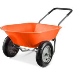 Best Choice Products SKY7894 5 cu. ft. Orange Plastic Wheelbarrow with Padded Handles