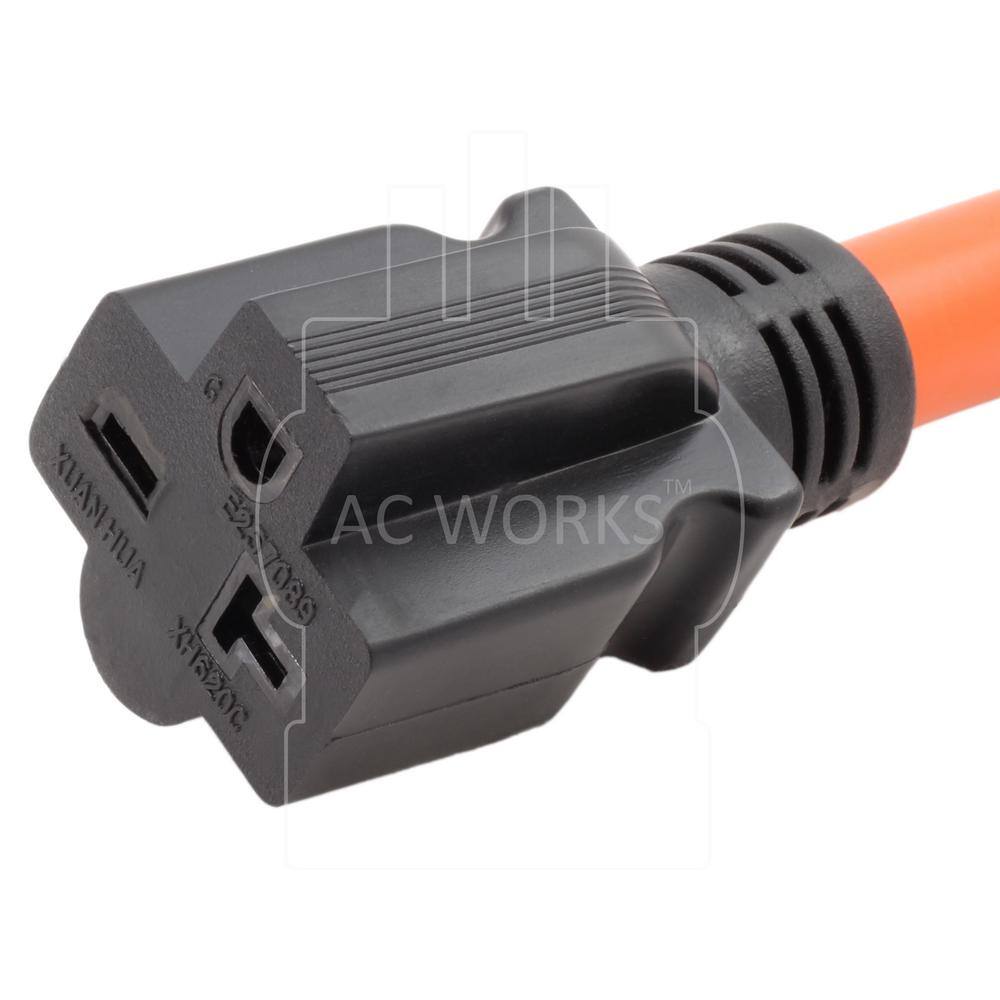 AC WORKS S1450620-012 10 3 STW 1 ft. 14-50P 50 Amp RV Range Generator Plug to 6-15 20R 20 Amp 250-Volt T Blade Connector3