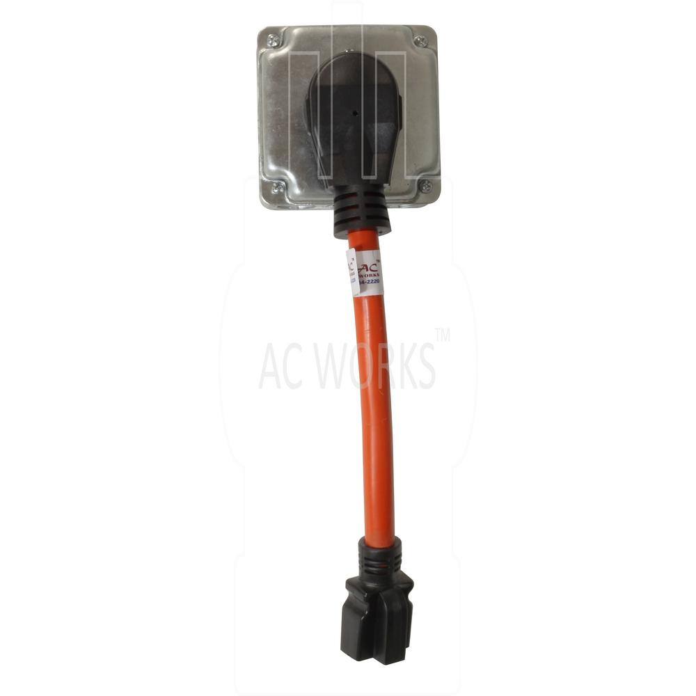 AC WORKS S1450620-012 10 3 STW 1 ft. 14-50P 50 Amp RV Range Generator Plug to 6-15 20R 20 Amp 250-Volt T Blade Connector5