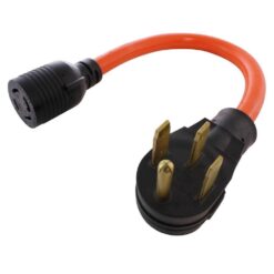 AC WORKS S1450L1430-018 10 4 STW 1.5FT 1450P 50 Amp RV Range Generator Plug to L14-30R 4-Prong 30 Amp Locking Connector