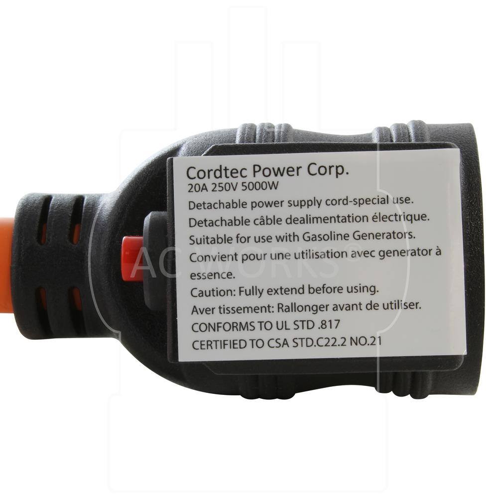 AC WORKS S630CB620 1.5 ft. 30 Amp 3-Prong 6-30P Commercial HVAC Plug to 6-15 20 Outlet with 20 Amp Breaker-
