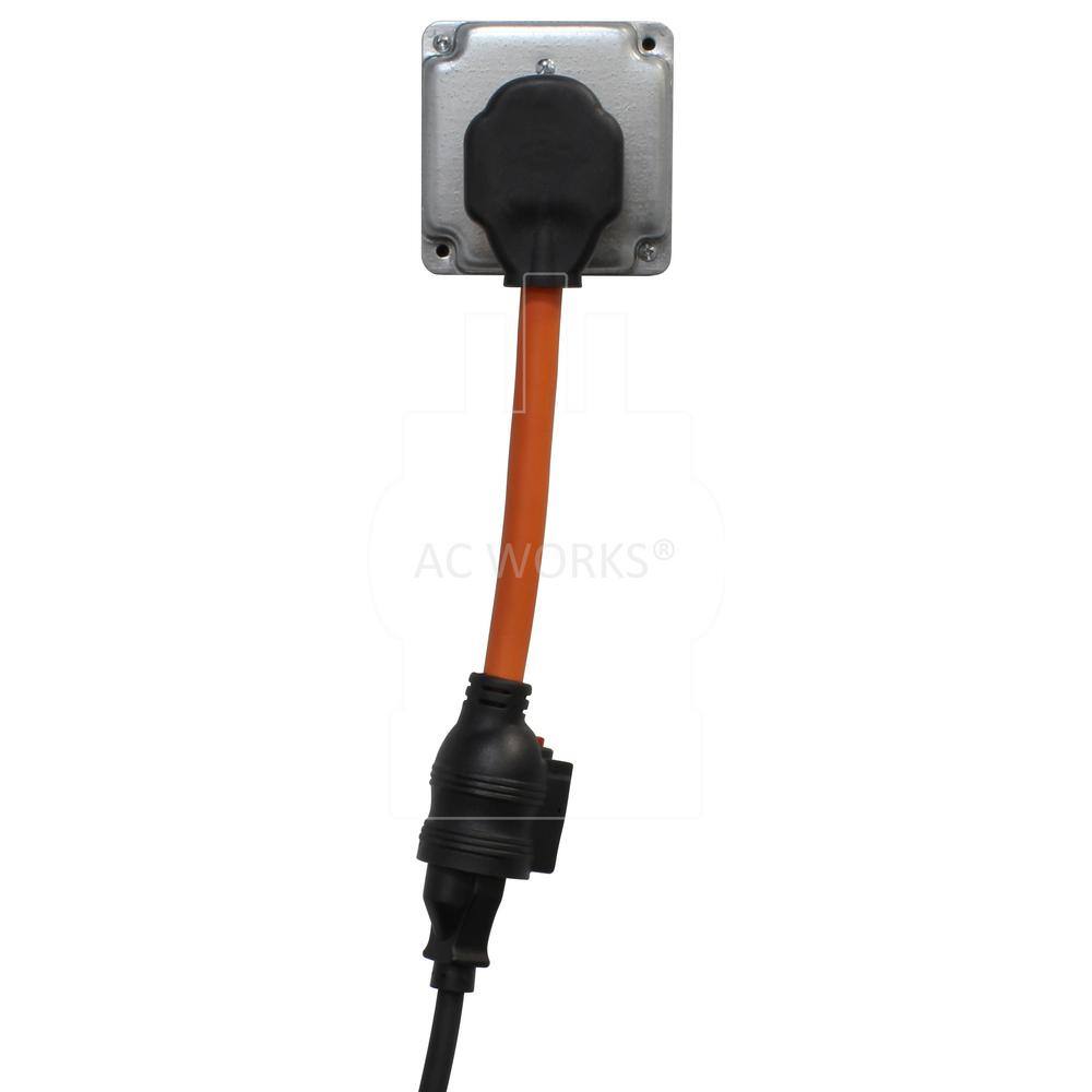 AC WORKS S630CB620 1.5 ft. 30 Amp 3-Prong 6-30P Commercial HVAC Plug to 6-15 20 Outlet with 20 Amp Breaker11