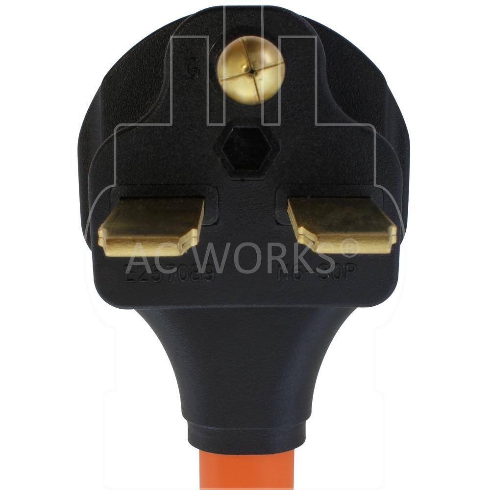 AC WORKS S630CB620 1.5 ft. 30 Amp 3-Prong 6-30P Commercial HVAC Plug to 6-15 20 Outlet with 20 Amp Breaker3