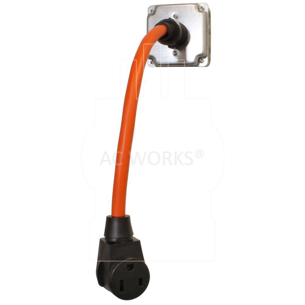 AC WORKS WDL630650-018 AC Connectors 1.5 ft. L6-30P 30 Amp 250-Volt Locking Plug to 6-50 Welder Connector6