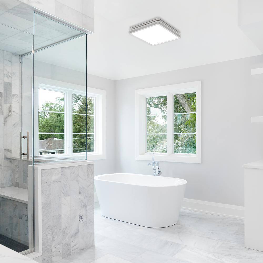 Akicon AK1314K2-S Bathroom Exhaust Fan with Light, Dimmable 3CCT LED Light with Night Light, 80 CFM, 2-Sones, Square, Silver1