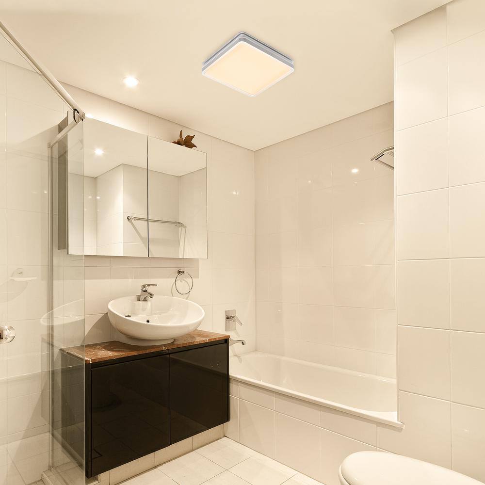 Akicon AK1314K2-S Bathroom Exhaust Fan with Light, Dimmable 3CCT LED Light with Night Light, 80 CFM, 2-Sones, Square, Silver16