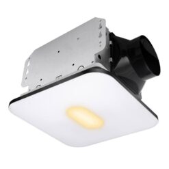 Akicon AK1390N1-B 1390N1 Series Decorative Black Fan Speed 90 CFM Ceiling Bathroom Exhaust Fan with 18-Watt Dimmable 3CCT LED Light Square