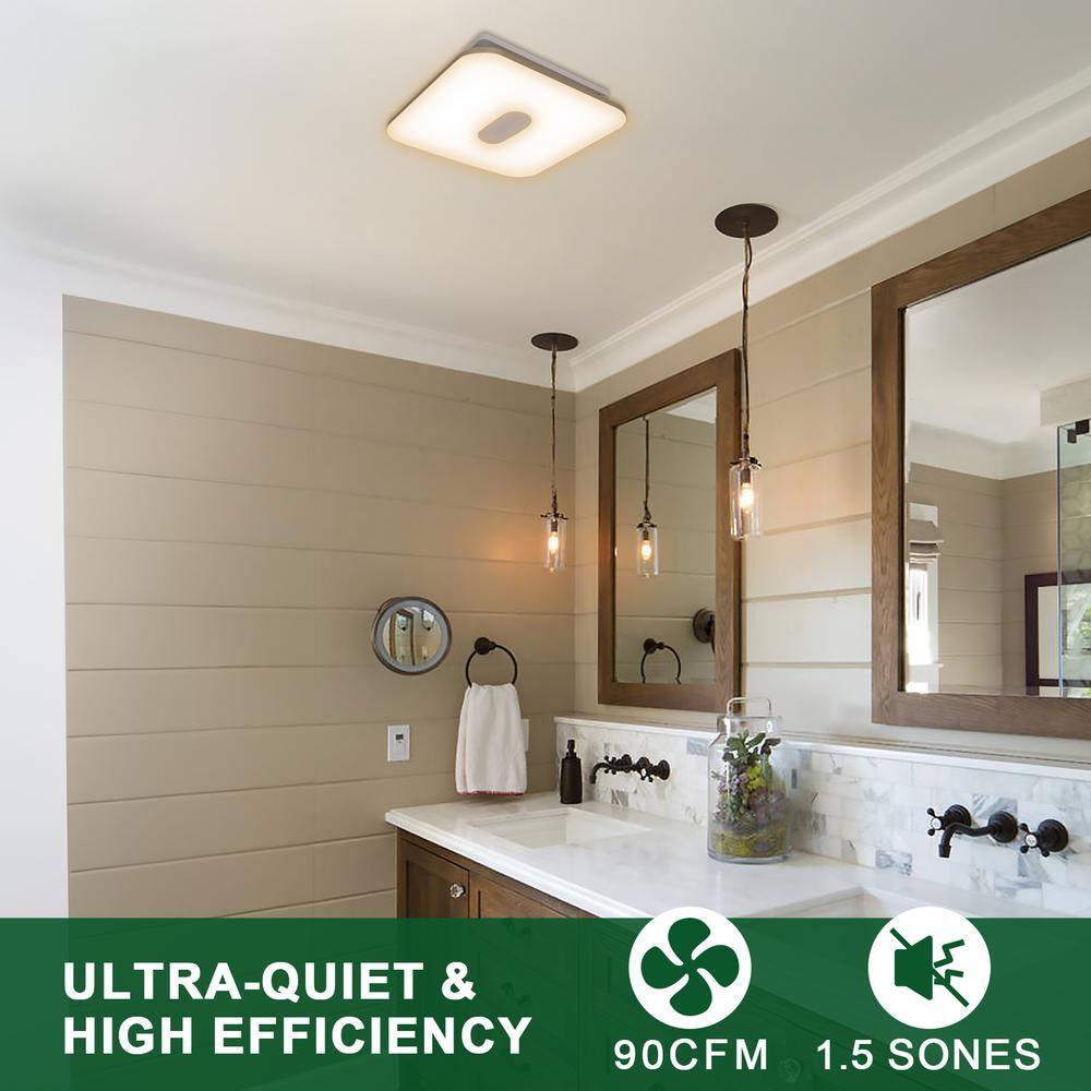 Akicon AK1390N1-S Decorative Silver Fan Speed 90 CFM Ceiling Bathroom Exhaust Fan with 18-Watt Dimmable 3CCT LED Light5