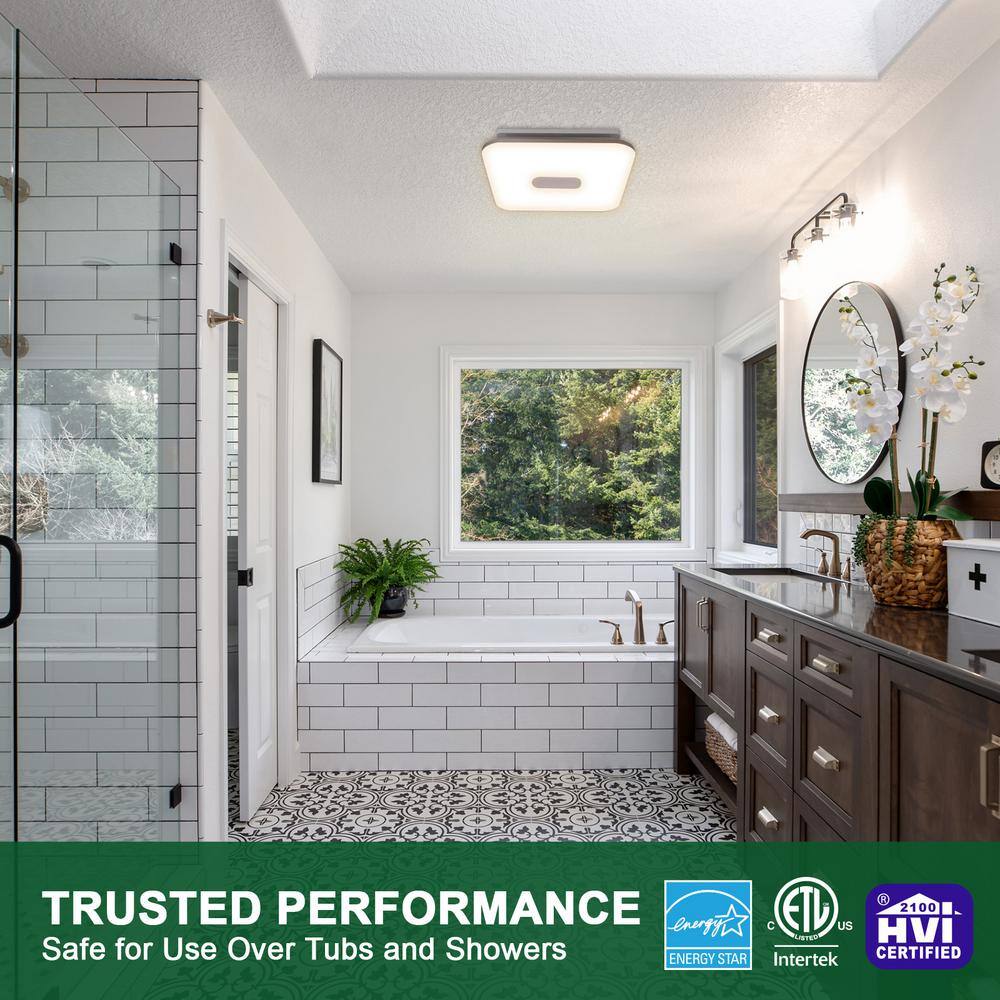 Akicon AK1390N1-S Decorative Silver Fan Speed 90 CFM Ceiling Bathroom Exhaust Fan with 18-Watt Dimmable 3CCT LED Light6