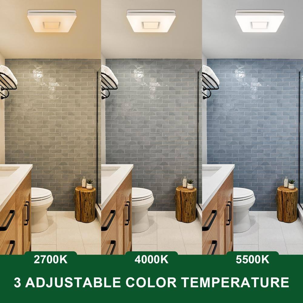 Akicon AK1390N2-B 1390N2 Series Decorative Black Fan Speed 90 CFM Ceiling Bathroom Exhaust Fan with 18-Watt Dimmable 3CCT LED Light Square0_11zon