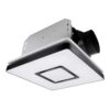 Akicon AK1390N2-B 1390N2 Series Decorative Black Fan Speed 90 CFM Ceiling Bathroom Exhaust Fan with 18-Watt Dimmable 3CCT LED Light Square