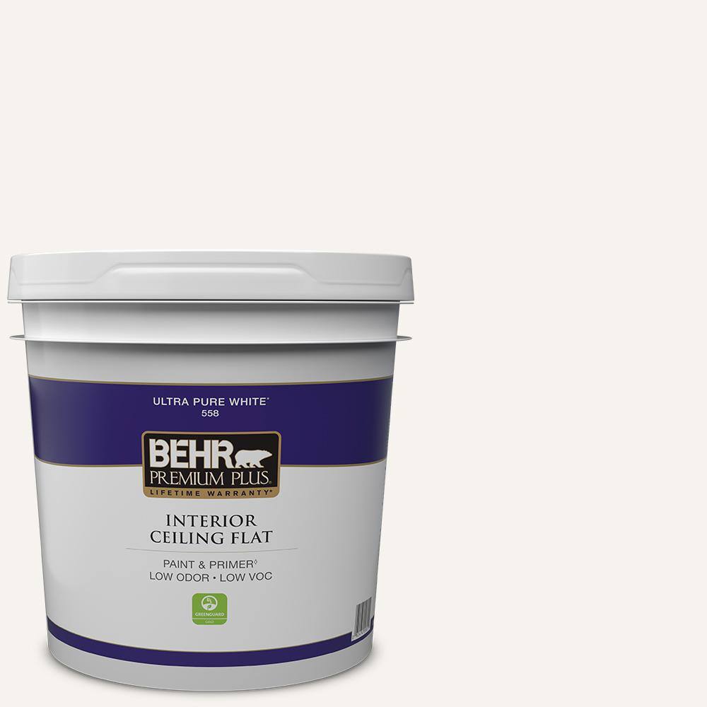 BEHR PREMIUM PLUS 55802 2 gal. Ultra Pure White Ceiling Flat Interior Paint BEHR PREMIUM PLUS 55802 2 gal. Ultra Pure White Ceiling Flat Interior Paint