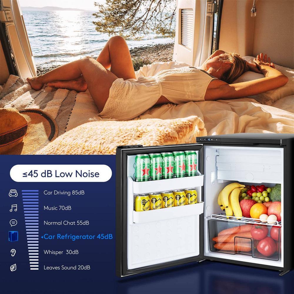 BODEGA UL-CR6HD5 2.3 cu. ft. 65L RV Fridge Freezer, Car Refrigerator with Lock, (4℉-46℉) Refrigerator 12 24V DC for Truck, RV in Black6
