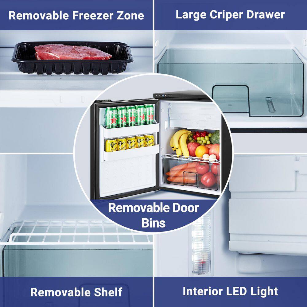 BODEGA UL-CR6HD5 2.3 cu. ft. 65L RV Fridge Freezer, Car Refrigerator with Lock, (4℉-46℉) Refrigerator 12 24V DC for Truck, RV in Black8