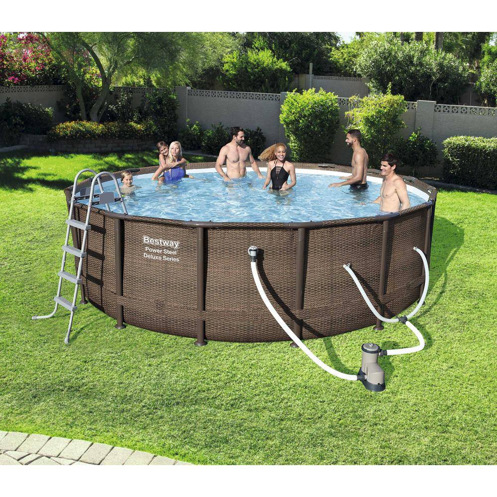 Bestway 15123E-HD Power Steel Deluxe Series 14 ft. x 42 in. Round Pool Set11