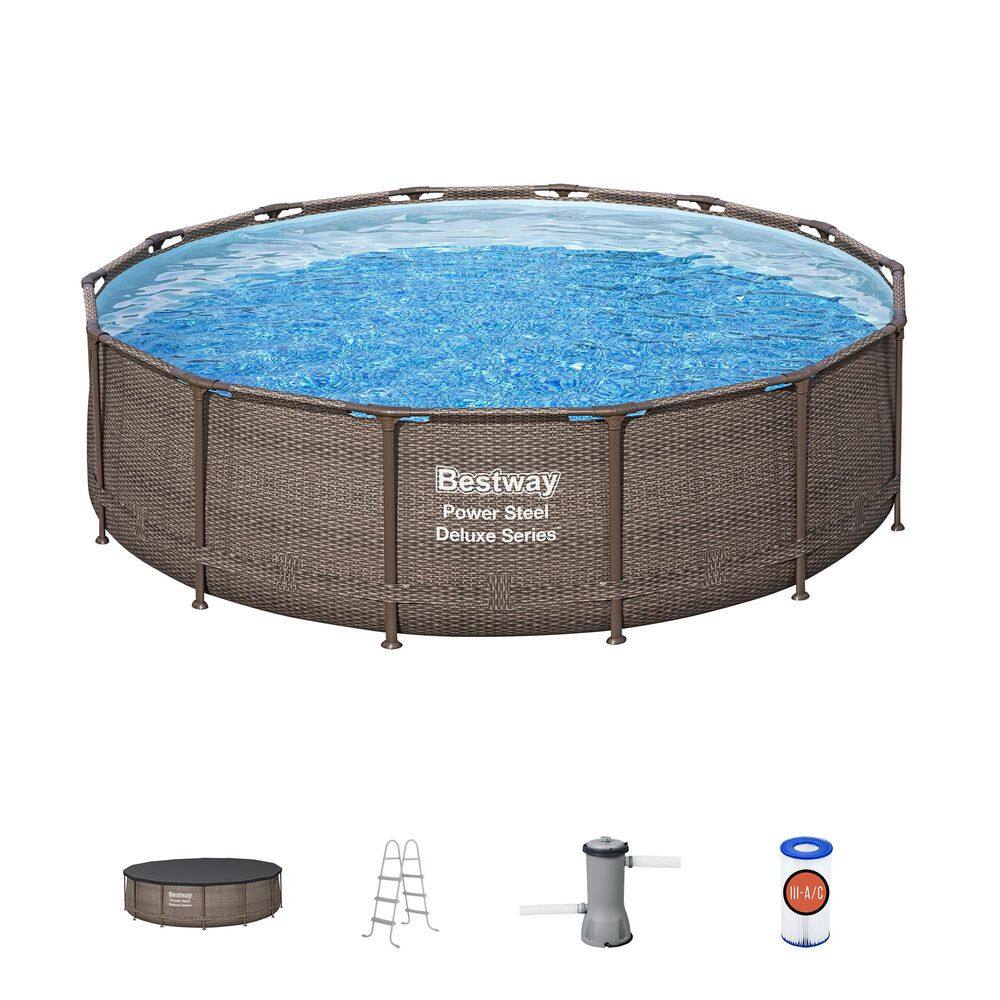 Bestway 15123E-HD Power Steel Deluxe Series 14 ft. x 42 in. Round Pool Set6