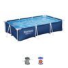Bestway 56412E-HD 9.8 ft. x 6.6 ft. Rectangular 26 in. Metal Frame Above Ground Swimming Pool Set