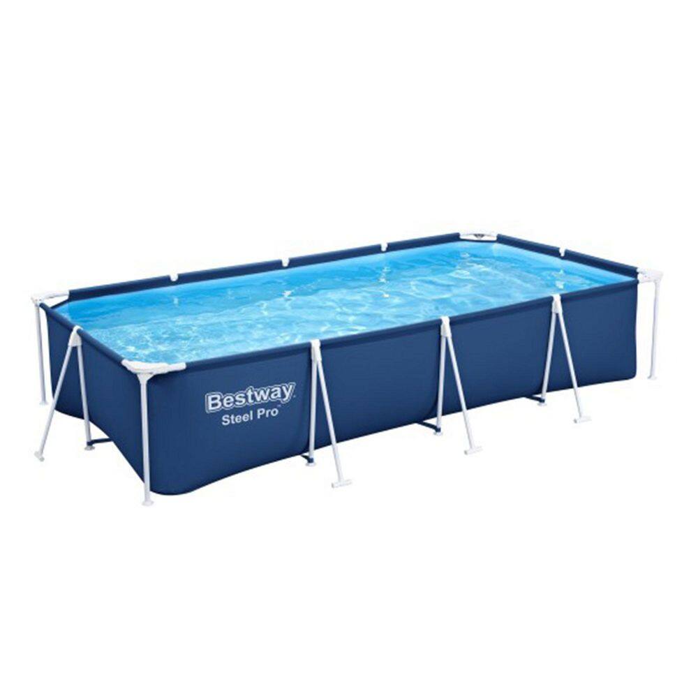 Bestway 56425E-BW Steel Pro 13 ft. x 32 in. Rectangular Above Ground Swimming Hard Side Pool, Blue0