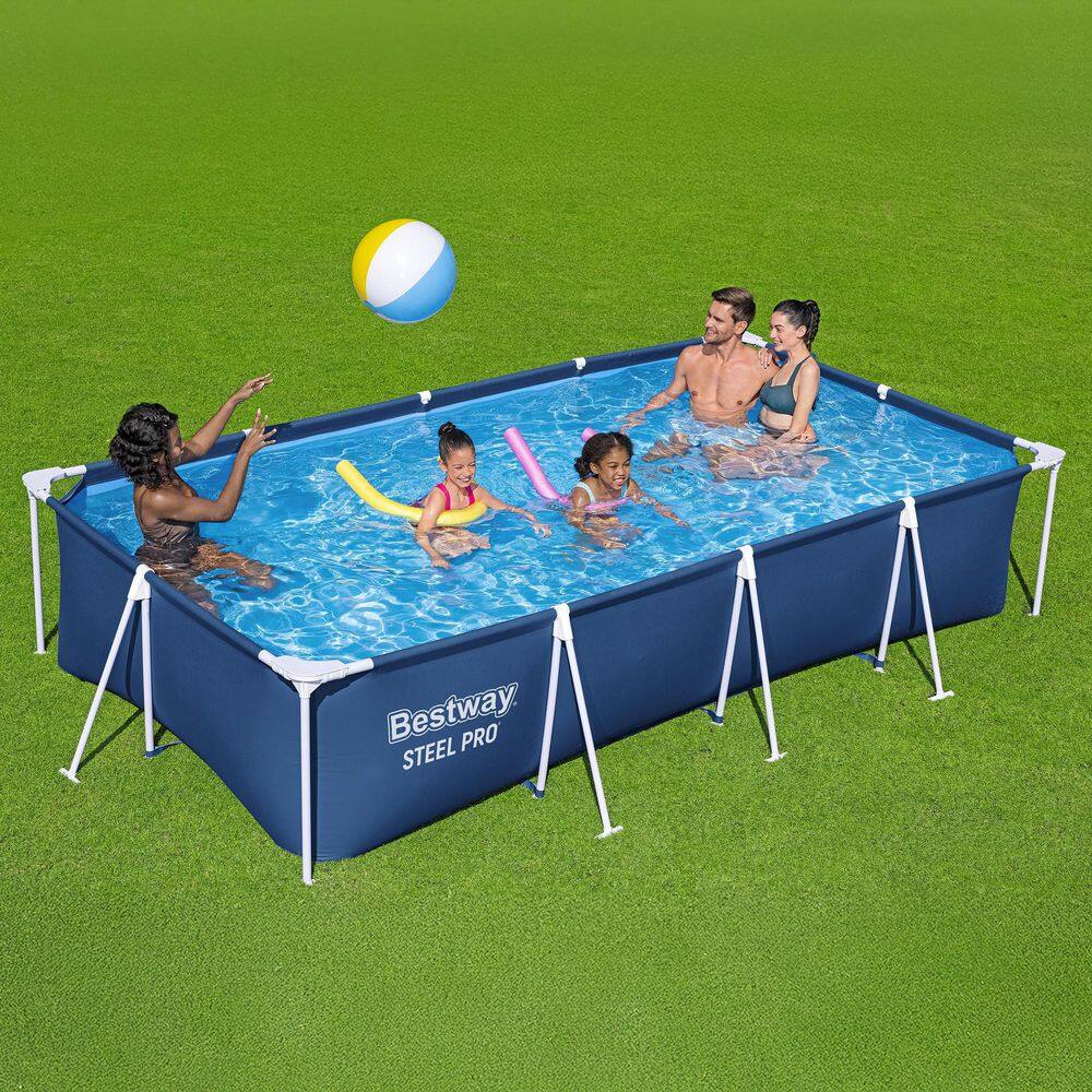Bestway 56425E-BW Steel Pro 13 ft. x 32 in. Rectangular Above Ground Swimming Hard Side Pool, Blue5