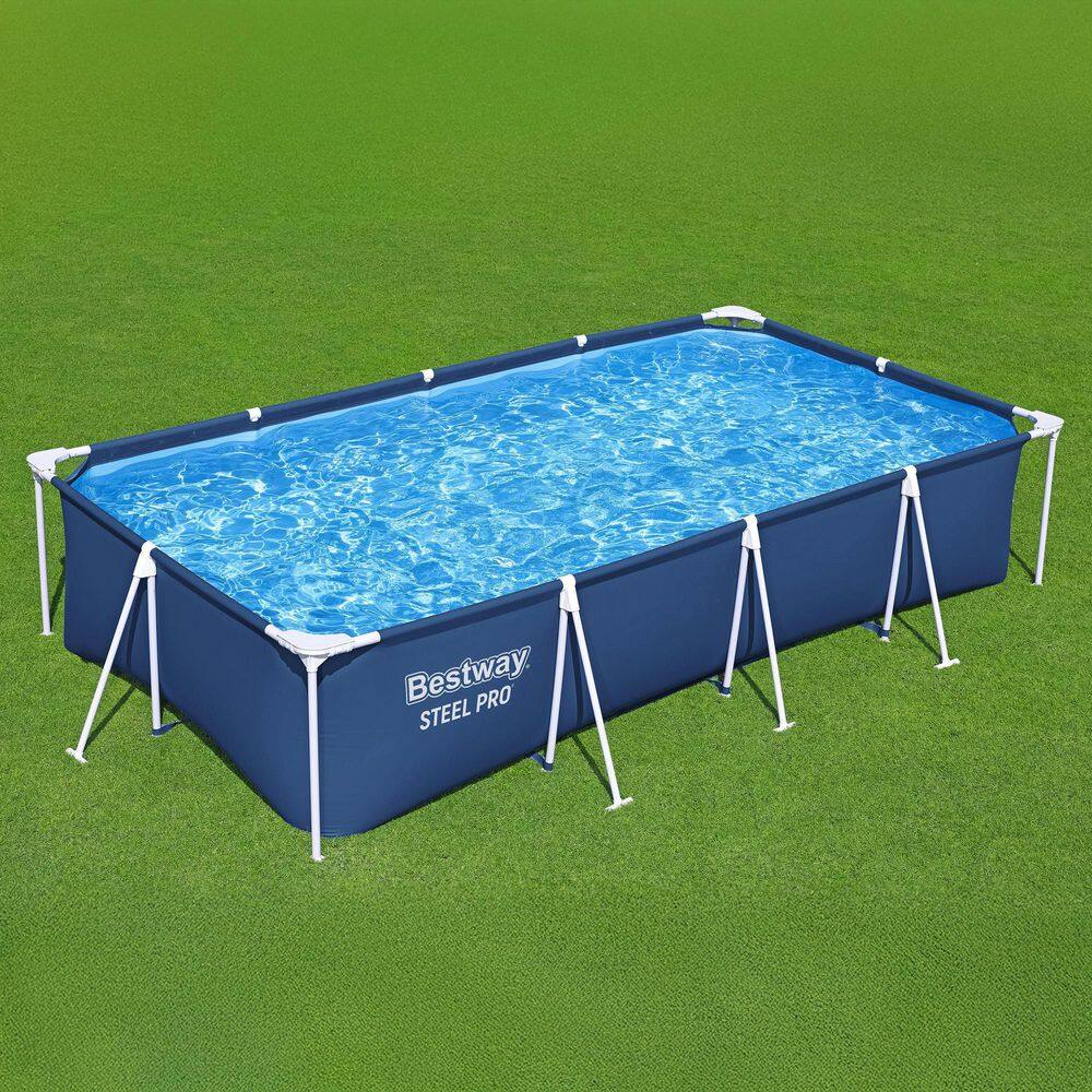Bestway 56425E-BW Steel Pro 13 ft. x 32 in. Rectangular Above Ground Swimming Hard Side Pool, Blue6