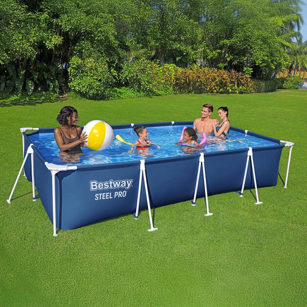 Bestway 56425E-BW Steel Pro 13 ft. x 32 in. Rectangular Above Ground Swimming Hard Side Pool, Blue78