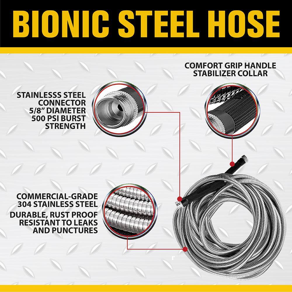 Bionic Steel 1583 5 8 in. Dia. x 75 ft. Heavy-Duty Stainless Steel Garden Hose11