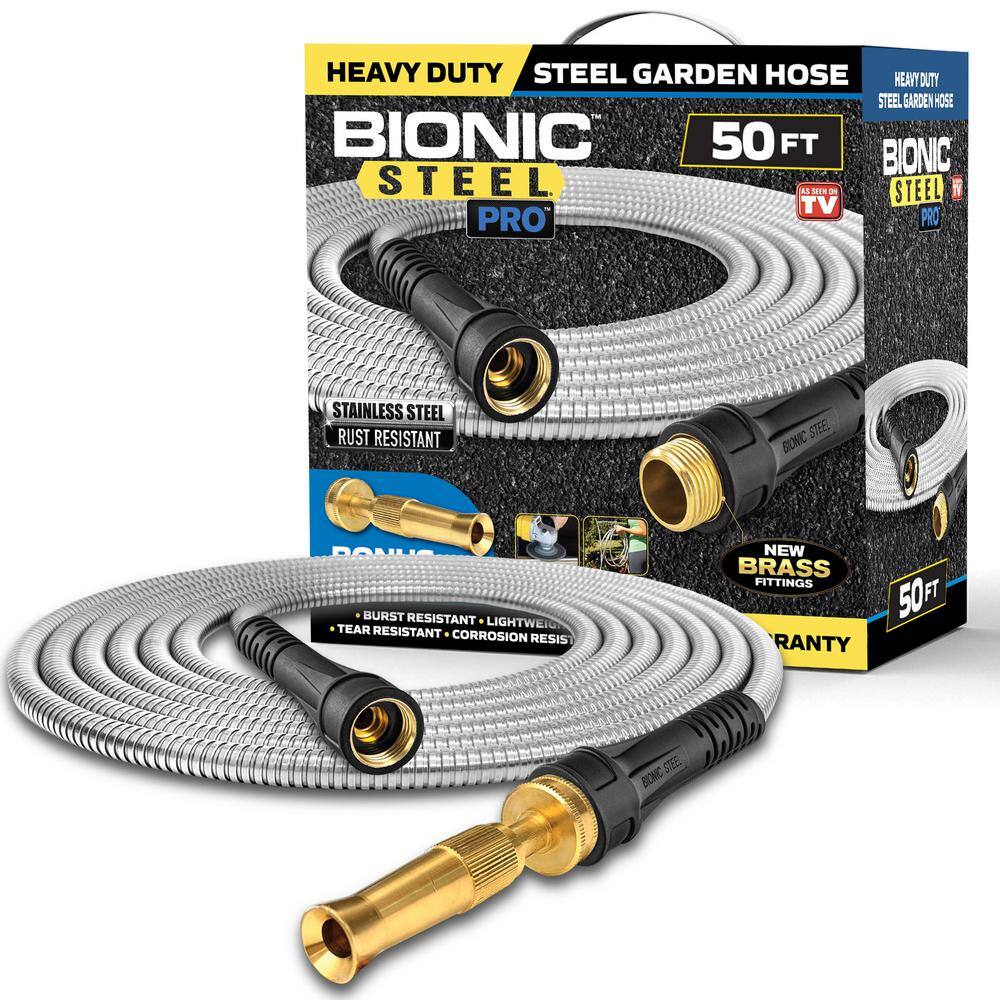 Bionic Steel 2428 Pro 5 8 in. x 50 ft. Heavy-Duty Stainless Steel Garden Hose with Brass Fitting Bionic Steel 2428 Pro 5/8 in. x 50 ft. Heavy-Duty Stainless Steel Garden Hose with Brass Fitting