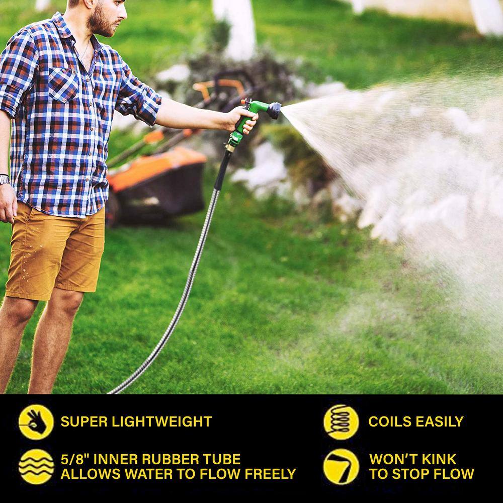 Bionic Steel 2428 Pro 5 8 in. x 50 ft. Heavy-Duty Stainless Steel Garden Hose with Brass Fitting0