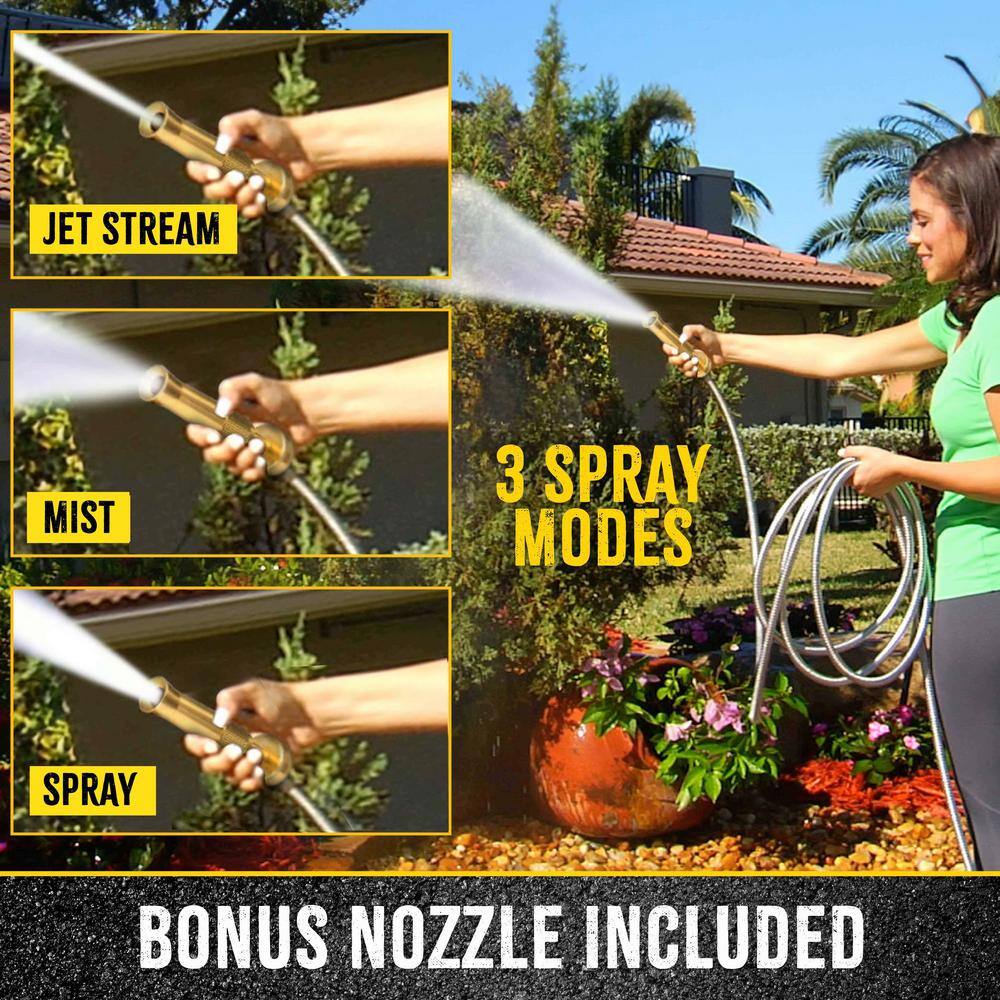 Bionic Steel 2428 Pro 5 8 in. x 50 ft. Heavy-Duty Stainless Steel Garden Hose with Brass Fitting2