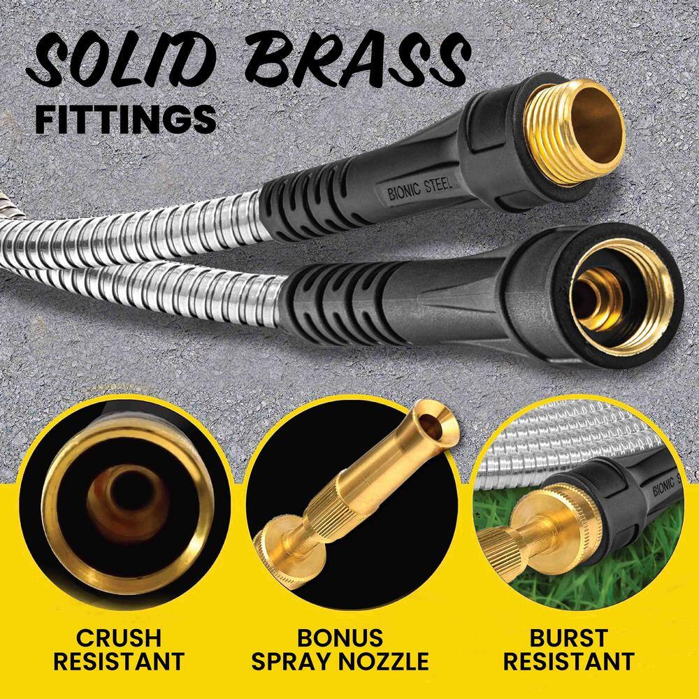 Bionic Steel 2428 Pro 5 8 in. x 50 ft. Heavy-Duty Stainless Steel Garden Hose with Brass Fitting5