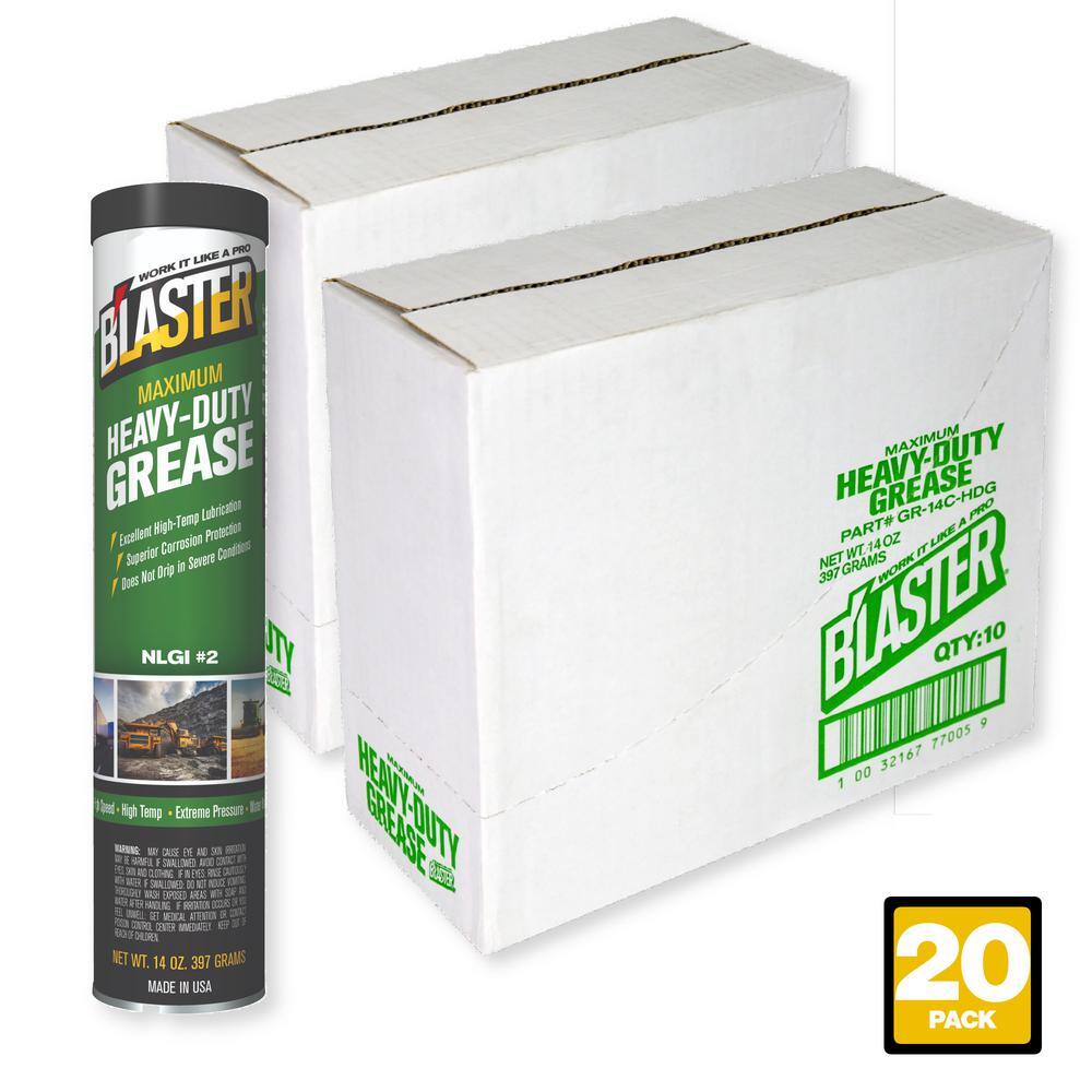 Blaster GR-14C-HDG 14 oz. Maximum Heavy-Duty Grease Cartridge for Grease Gun (Pack of 20) Blaster GR-14C-HDG 14 oz. Maximum Heavy-Duty Grease Cartridge for Grease Gun (Pack of 20)