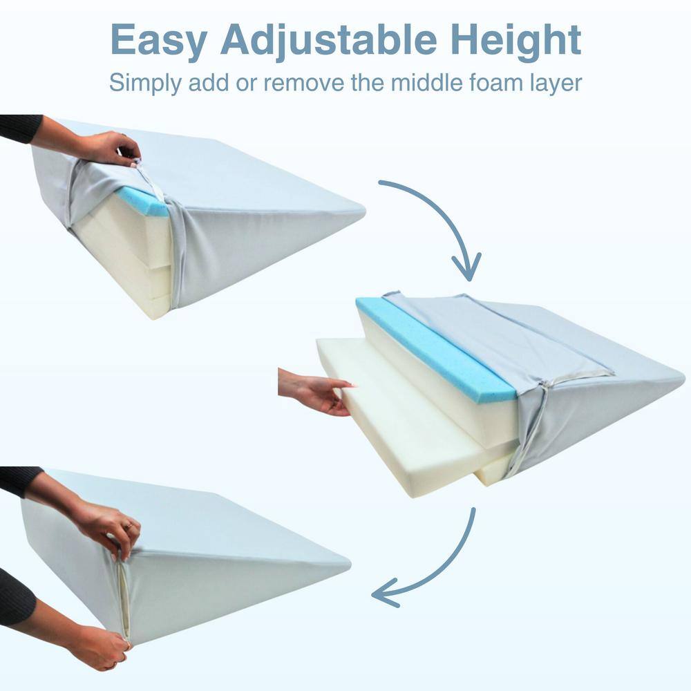 Boyd Sleep HD100BDP Adjustable Memory Foam Wedge Pillow with Zip-Off Washable Cover - Adjustable Elevation for Neck, Back, or Legs1