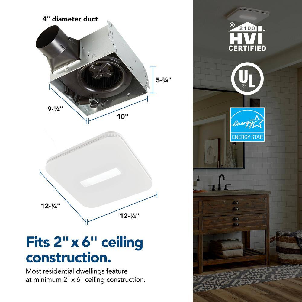 Broan-NuTone AER80CCTK 80 CFM Ceiling Bathroom Exhaust Fan with CCT LED Light CleanCover Grille, ENERGY STAR7