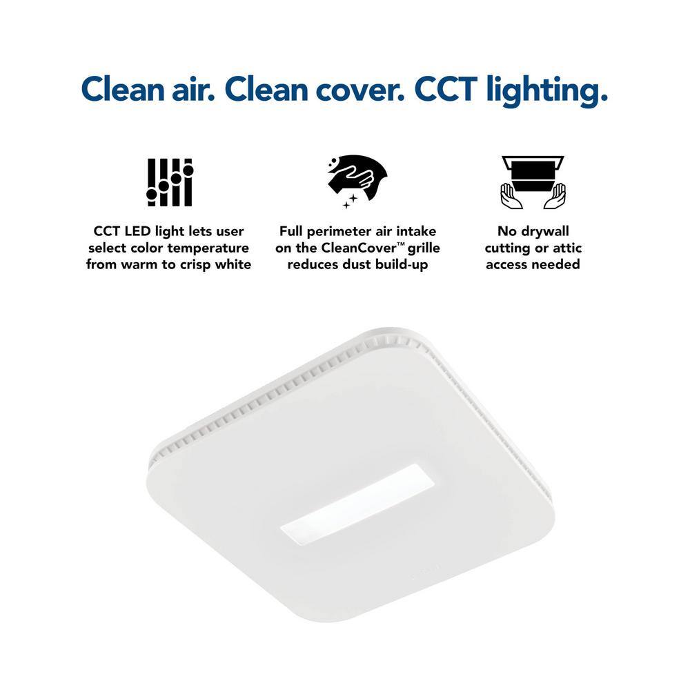 Broan-NuTone AER80CCTK 80 CFM Ceiling Bathroom Exhaust Fan with CCT LED Light CleanCover Grille, ENERGY STAR8