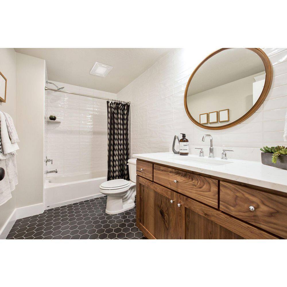 Broan-NuTone BENL8 Roomside Series, White, 80 CFM, No Cut Roomside Installation with Light, ENERGY STAR, Bathroom Exhaust Fan1
