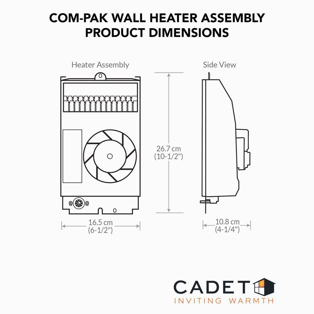 Cadet CS102 Com-Pak Plus 1000-Watt 240-Volt Fan-Forced Wall Heater Assembly7