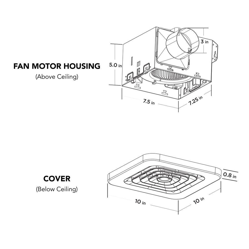 Commercial Electric BF1101 50 CFM Ceiling Mount Room Side Installation Bathroom Exhaust Fan, ENERGY STAR9