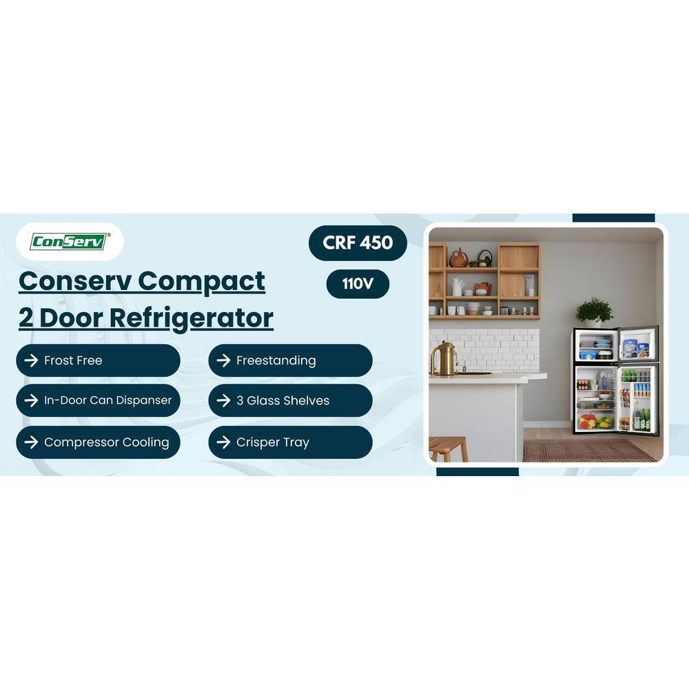 ConServ CRF 450 S 19 in. 4.5 cu .ft. 110V Compact 2-Door Refrigerator in Stainless with Reversible Door4