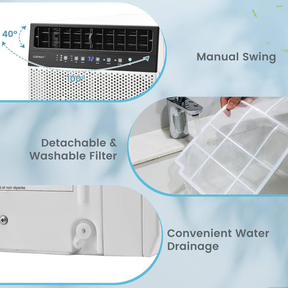 Costway N4-AH-10NWR1U1-IT 6,300 BTU 115V Through the Wall AC Window Air Conditioner Cools 250 sq. ft. with Remote Control and LED Panel in White3