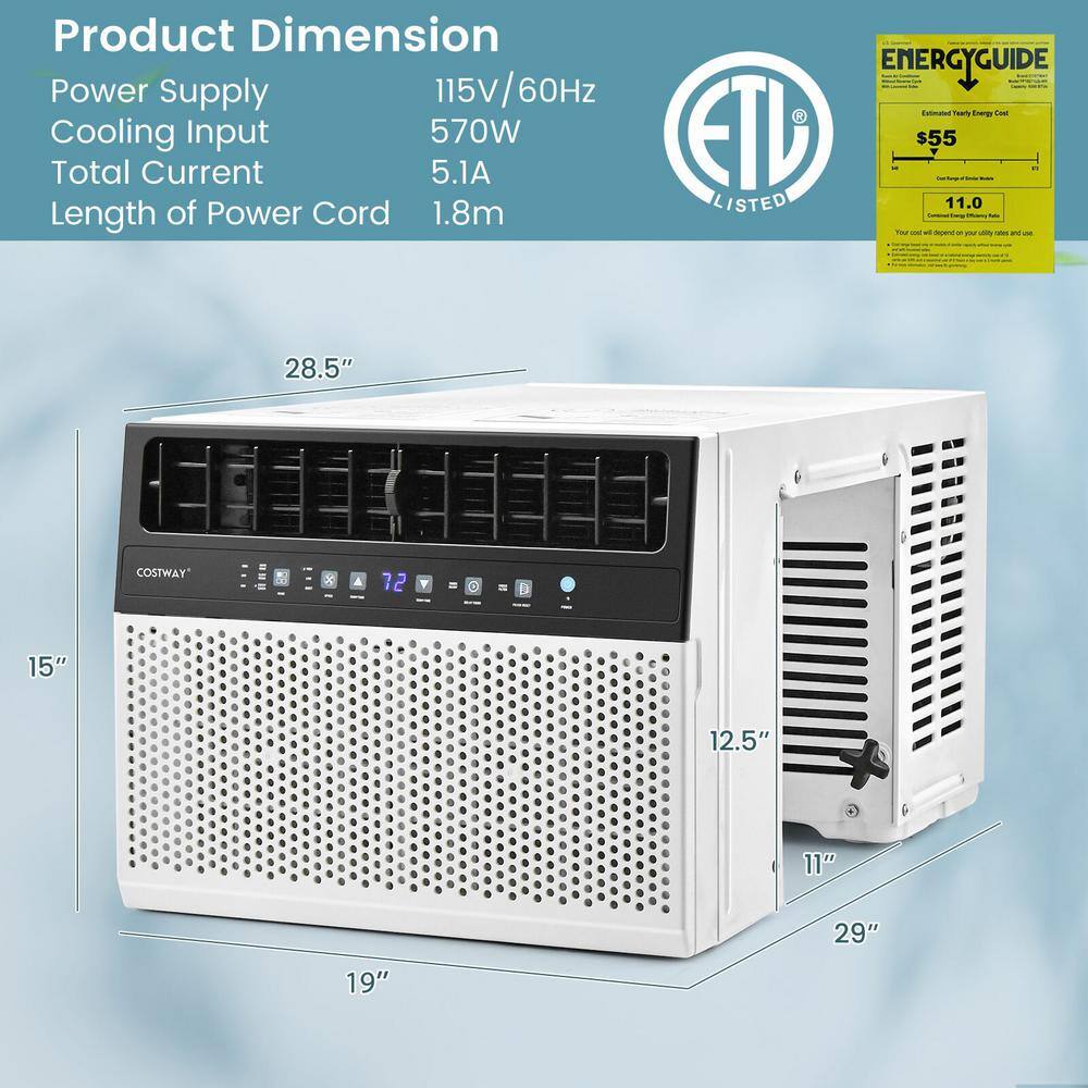 Costway N4-AH-10NWR1U1-IT 6,300 BTU 115V Through the Wall AC Window Air Conditioner Cools 250 sq. ft. with Remote Control and LED Panel in White4