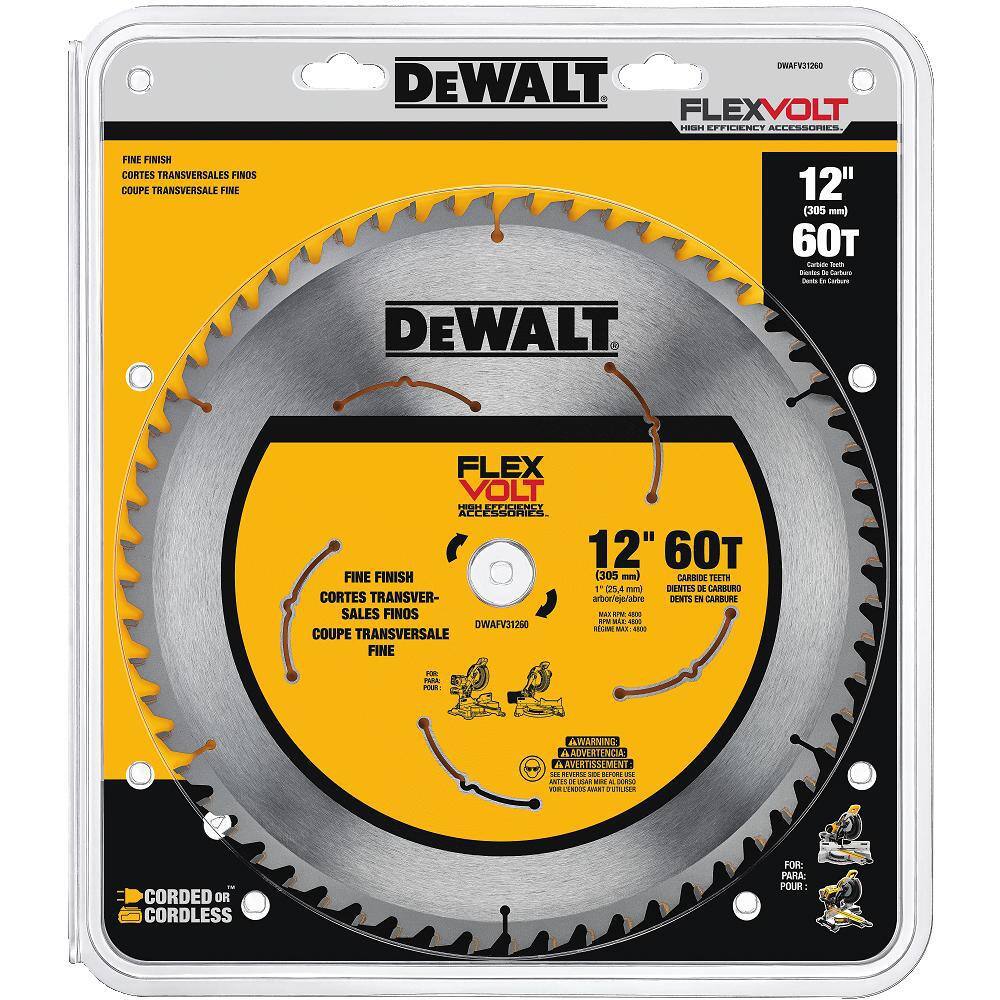 DEWALT DWAFV31260 FLEXVOLT 12 in. 60-Teeth Carbide-Tipped Miter Saw Blade2