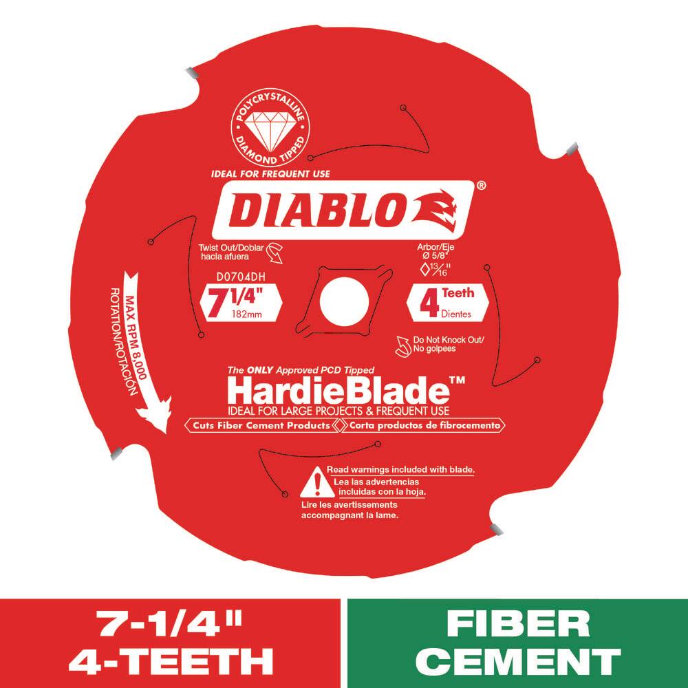 DIABLO D0704DH 7-1 4in. x 4-Teeth HardieBlade Saw Blade for Fiber Cement DIABLO D0704DH 7-1/4in. x 4-Teeth HardieBlade Saw Blade for Fiber Cement